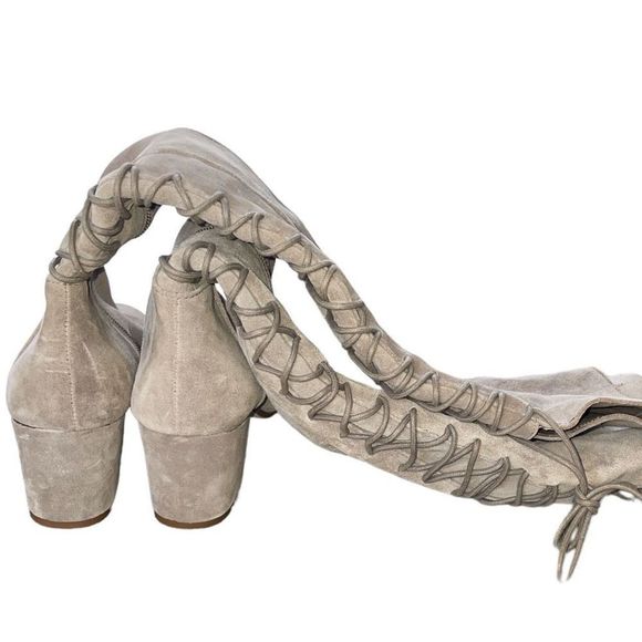 NWOB Steve Madden Hansil over the knee leather tan boots lace 9 - Picture 5 of 11